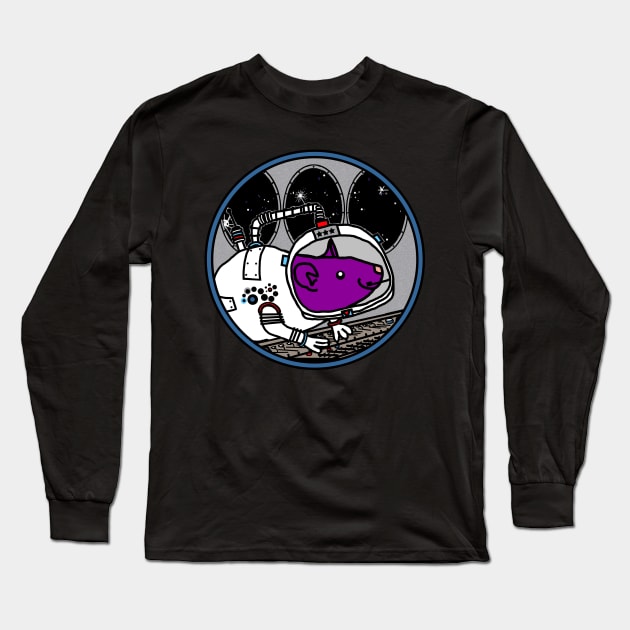 Spaceman Purple Rat in a Spaceship Long Sleeve T-Shirt by ellenhenryart